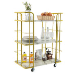 Home Island Service Cart 3 Tier Gold Bar Cart Home Island on Wheels