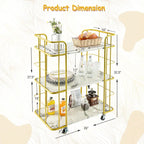 Home Island Service Cart 3 Tier Gold Bar Cart Home Island on Wheels