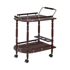 2-Tier Serving Cart with Casters in Merlot and Brass