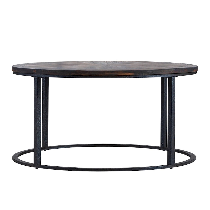 Darren Modern Rustic Farmhouse Reclaimed Wood Round Coffee Table
