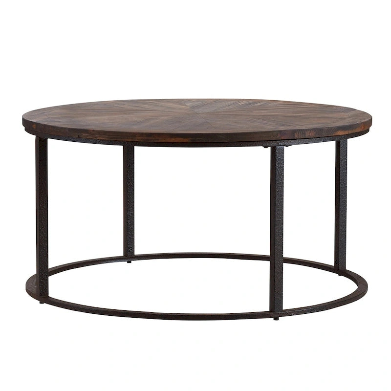 Darren Modern Rustic Farmhouse Reclaimed Wood Round Coffee Table