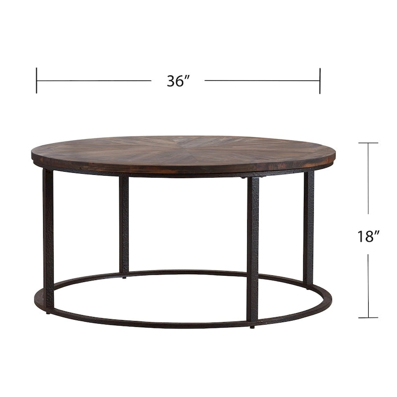 Darren Modern Rustic Farmhouse Reclaimed Wood Round Coffee Table