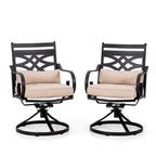 MAISON ARTS 5-Piece Outdoor Dining Set Steel Square Table & Elegant Cast Iron Pattern Dining Chairs