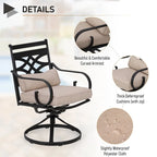 MAISON ARTS 5-Piece Outdoor Dining Set Steel Square Table & Elegant Cast Iron Pattern Dining Chairs