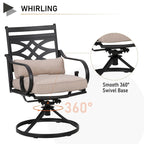 MAISON ARTS 5-Piece Outdoor Dining Set Steel Square Table & Elegant Cast Iron Pattern Dining Chairs