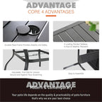 MAISON ARTS 5-Piece Outdoor Dining Set Steel Square Table & Elegant Cast Iron Pattern Dining Chairs