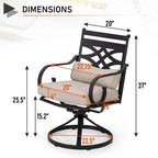 MAISON ARTS 5-Piece Outdoor Dining Set Steel Square Table & Elegant Cast Iron Pattern Dining Chairs