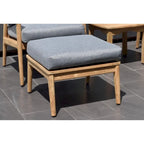 Nordic Patio Teak Wood Ottoman. 100% Teak Wood and Olefin Cushions