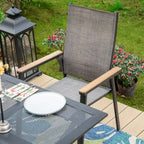 MAISON ARTS 5 Pieces Dining Set, 4 x Aluminium Stackable Dining Chairs and 1 x Metal Table