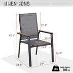MAISON ARTS 5 Pieces Dining Set, 4 x Aluminium Stackable Dining Chairs and 1 x Metal Table