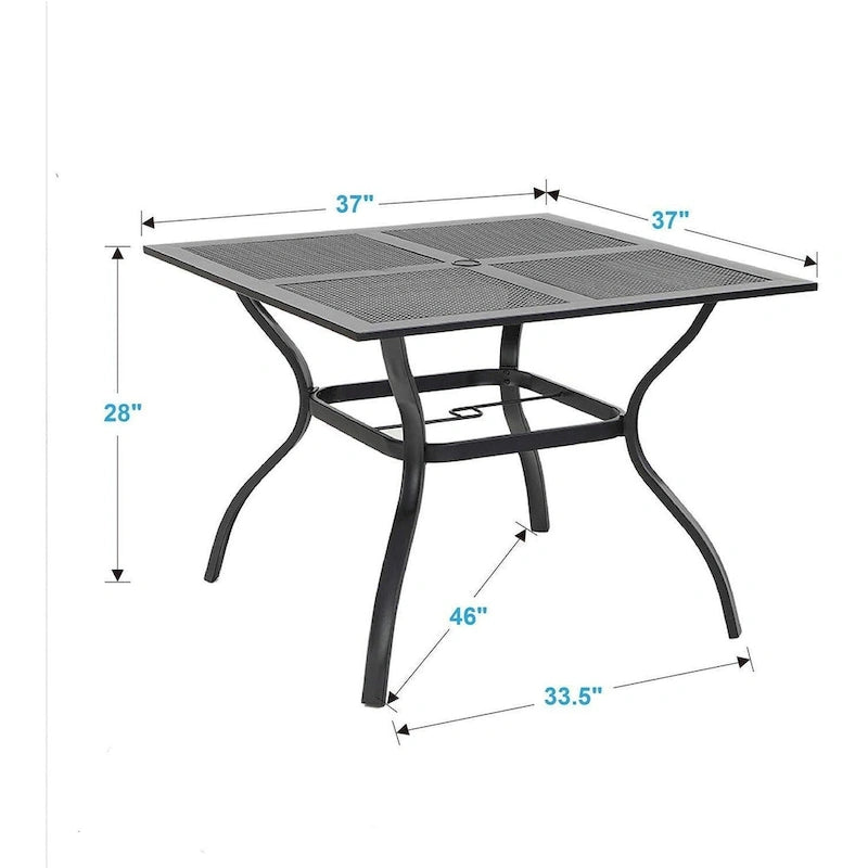 MAISON ARTS 5 Pieces Dining Set, 4 x Aluminium Stackable Dining Chairs and 1 x Metal Table