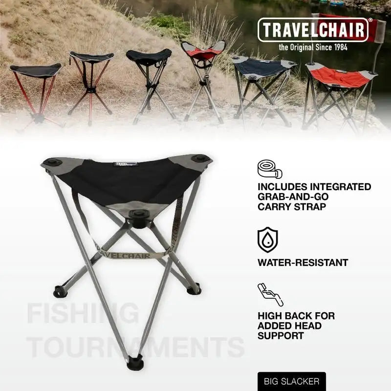 Travel Chair Big Slacker Camp Stool in Black