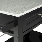 Porch & Den Bigelow Black Wood/ Granite Top Kitchen Cart