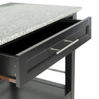 Porch & Den Bigelow Black Wood/ Granite Top Kitchen Cart