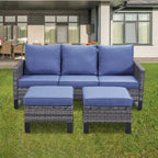 Gymojoy 3-Piece Patio Furniture Sofa Sets Outdoor Wicker Ottoman