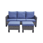 Gymojoy 3-Piece Patio Furniture Sofa Sets Outdoor Wicker Ottoman