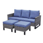 Gymojoy 3-Piece Patio Furniture Sofa Sets Outdoor Wicker Ottoman