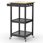Kitchen Island and Kitchen Cart with Storage Cabinet and Drawer