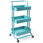3-Tier Utility Cart Storage Rolling Cart with Casters