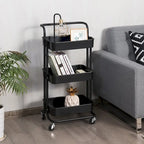 3-Tier Utility Cart Storage Rolling Cart with Casters