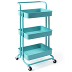 3-Tier Utility Cart Storage Rolling Cart with Casters
