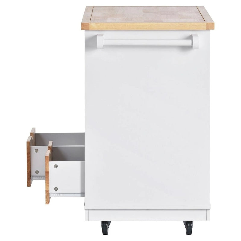 Kitchen Island on Wheels with Open Compartments and 2 Drawers