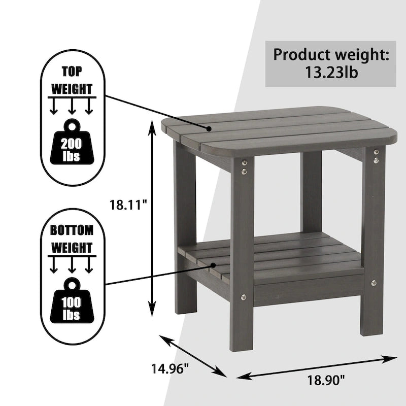 Clihome HIPS Outdoor Double Floor Resin Side Table