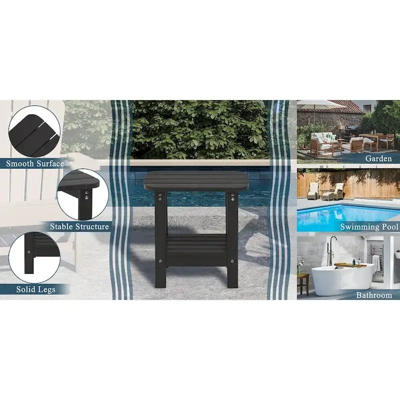 Clihome HIPS Outdoor Double Floor Resin Side Table