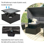 HOMEFUN Outdoor Rattan Wicker Patio Rectangle Daybed with Retractable Canopy