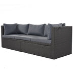 HOMEFUN Outdoor Rattan Wicker Patio Rectangle Daybed with Retractable Canopy