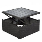 HOMEFUN Outdoor Rattan Wicker Patio Rectangle Daybed with Retractable Canopy