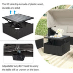 HOMEFUN Outdoor Rattan Wicker Patio Rectangle Daybed with Retractable Canopy