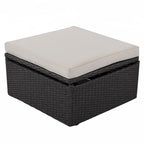 HOMEFUN Outdoor Rattan Wicker Patio Rectangle Daybed with Retractable Canopy