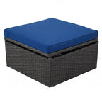 HOMEFUN Outdoor Rattan Wicker Patio Rectangle Daybed with Retractable Canopy