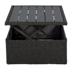 HOMEFUN Outdoor Rattan Wicker Patio Rectangle Daybed with Retractable Canopy