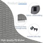 2 Pieces Outdoor Patio Rattan Grey Wicker Ottoman Cushioned Seat