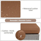 2 Pieces Outdoor Patio Rattan Grey Wicker Ottoman Cushioned Seat