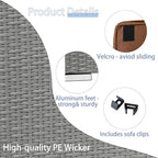 2 Pieces Outdoor Patio Rattan Grey Wicker Ottoman Cushioned Seat