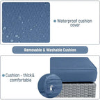 2 Pieces Outdoor Patio Rattan Grey Wicker Ottoman Cushioned Seat