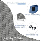 2 Pieces Outdoor Patio Rattan Grey Wicker Ottoman Cushioned Seat