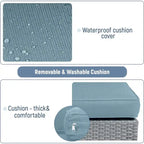 2 Pieces Outdoor Patio Rattan Grey Wicker Ottoman Cushioned Seat