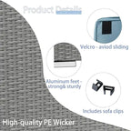 2 Pieces Outdoor Patio Rattan Grey Wicker Ottoman Cushioned Seat
