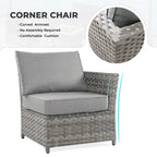 HOOOWOOO 10-piece Wicker Patio Furniture Outdoor Sectional Sofa Set with Fire Pit