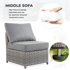 HOOOWOOO 10-piece Wicker Patio Furniture Outdoor Sectional Sofa Set with Fire Pit