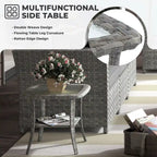 HOOOWOOO 10-piece Wicker Patio Furniture Outdoor Sectional Sofa Set with Fire Pit