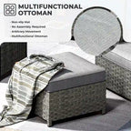 HOOOWOOO 10-piece Wicker Patio Furniture Outdoor Sectional Sofa Set with Fire Pit