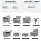 HOOOWOOO 10-piece Wicker Patio Furniture Outdoor Sectional Sofa Set with Fire Pit