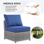 HOOOWOOO 10-piece Wicker Patio Furniture Outdoor Sectional Sofa Set with Fire Pit