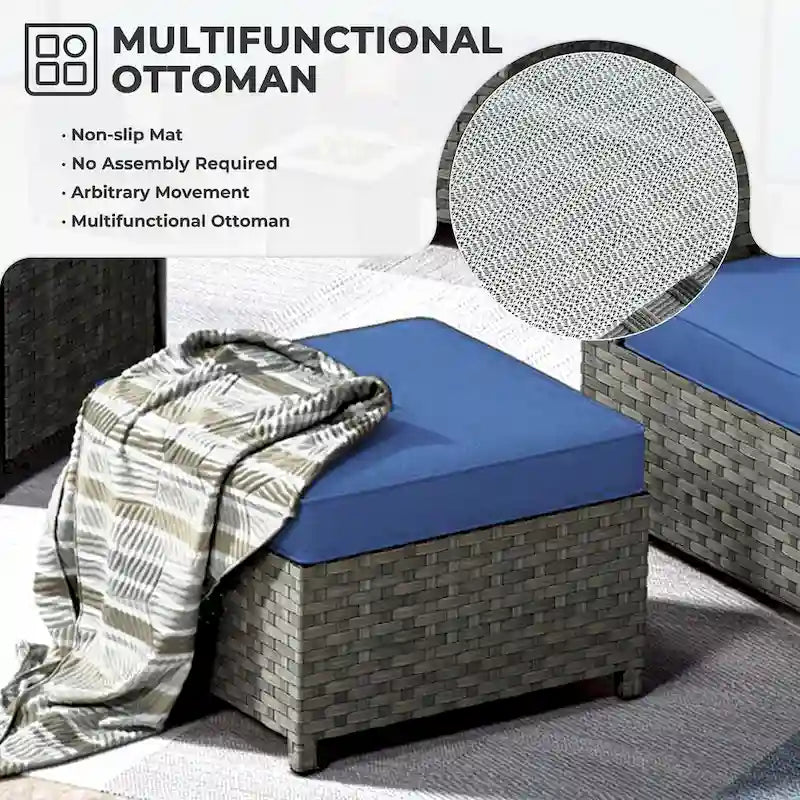 HOOOWOOO 10-piece Wicker Patio Furniture Outdoor Sectional Sofa Set with Fire Pit