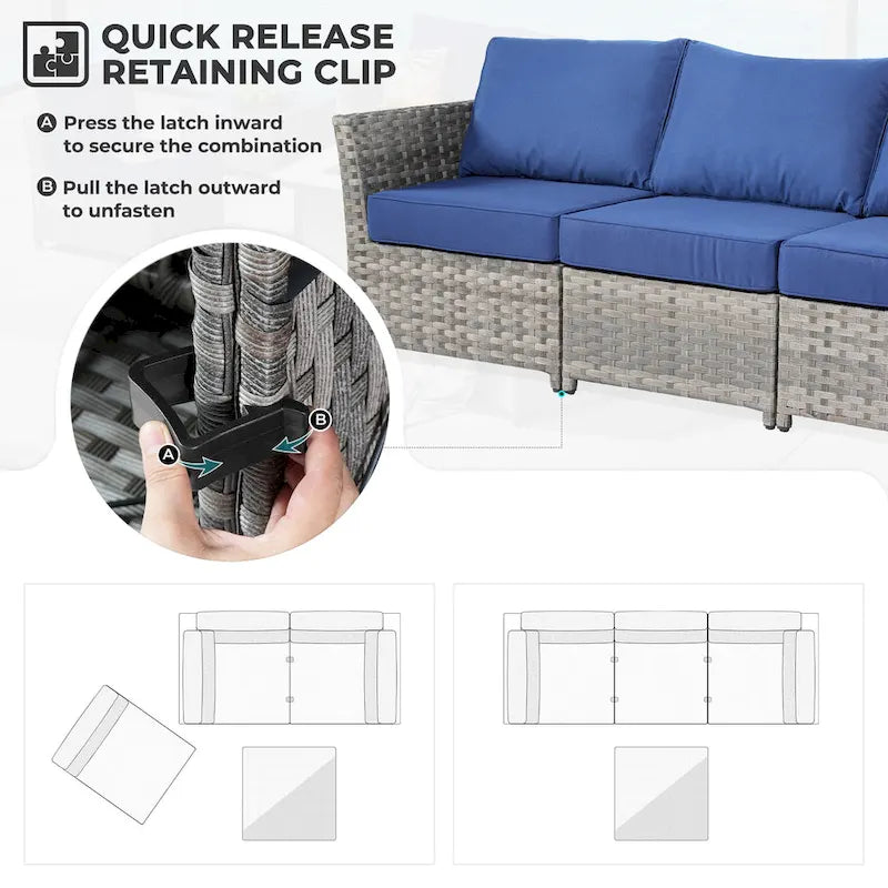 HOOOWOOO 10-piece Wicker Patio Furniture Outdoor Sectional Sofa Set with Fire Pit